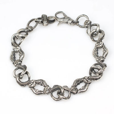 925 Ayar Gümüş Siyah Rodajlı Antik Bileklik - 2