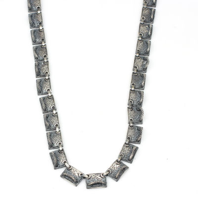 925 Ayar Gümüş Siyah Rodajlı Desenli Kolye - 2