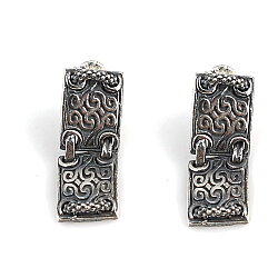 Silver Patterned Earrings, Black Rhodium - Nusrettaki (1)