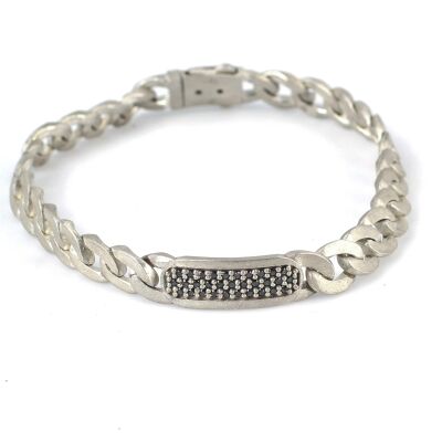 925 Ayar Gümüş Siyah Taşlı Gurme Bileklik, Mat - 1