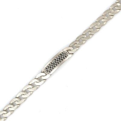 925 Ayar Gümüş Siyah Taşlı Gurme Bileklik, Mat - 3