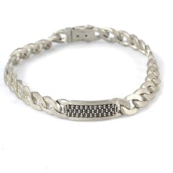 925 Ayar Gümüş Siyah Taşlı Gurme Bileklik, Mat - Nusrettaki