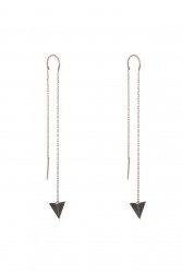 925 Rose Silver Pyramid Threader Drop Earrings, Black Zircon - Nusrettaki (1)