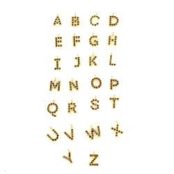 925 Ayar Gümüş Siyah Taşlı Tek Harf Kolye - Nusrettaki (1)