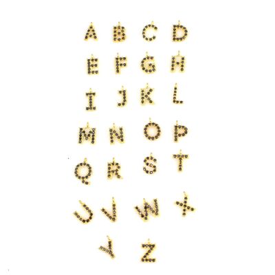 925 Ayar Gümüş Siyah Taşlı Tek Harf Kolye - 2