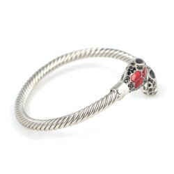 925 Ayar Gümüş Siyah Taşlı Yılan Başı Burgu Kol Erkek Bileziği - 3