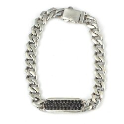 925 Ayar Gümüş Siyah Zirkon Taşlı Gurme Bileklik - Nusrettaki