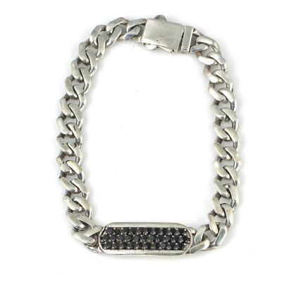 925 Ayar Gümüş Siyah Zirkon Taşlı Gurme Bileklik - 1