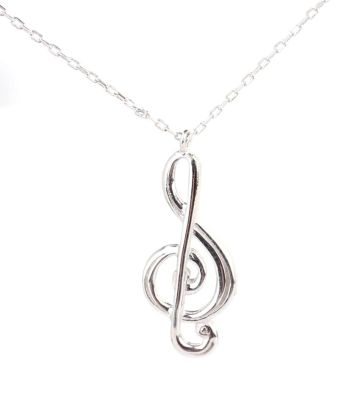 Sterling Silver Treble Clef Pendant Necklace, Gold Vermeil - 4