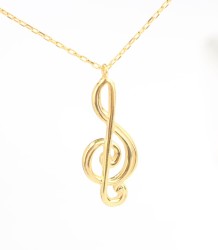 Sterling Silver Treble Clef Pendant Necklace, Gold Vermeil - 5