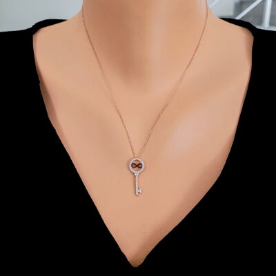 925 Ayar Gümüş Sonsuzluğun Anahtarı Kolye - 1