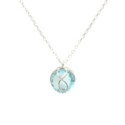 Silver Infinity Necklace with Aquamarine - Nusrettaki (1)