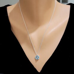 Silver Infinity Necklace with Aquamarine - Nusrettaki