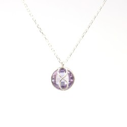 925 Sterling Silver Infinity Design Necklace with Amethyst - Nusrettaki