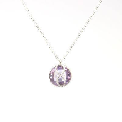 925 Sterling Silver Infinity Design Necklace with Amethyst - 1
