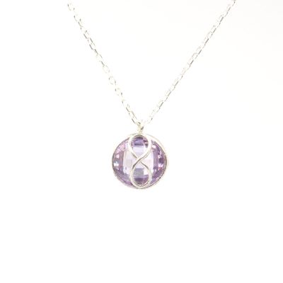 925 Sterling Silver Infinity Design Necklace with Amethyst - 2