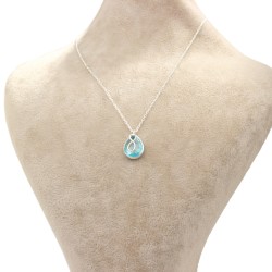 925 Sterling Silver Infinity Design Drop Necklace with Aquamarine - Nusrettaki (1)