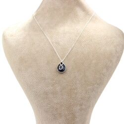 925 Sterling Silver Infinity Design Drop Necklace with Sapphire - Nusrettaki (1)