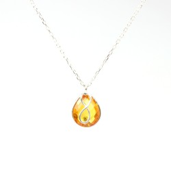 925 Sterling Silver Infinity Design Drop Necklace with Citrine - Nusrettaki