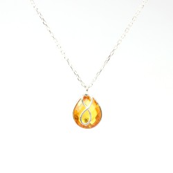 925 Sterling Silver Infinity Design Drop Necklace with Citrine - Nusrettaki