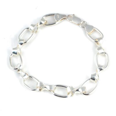 925 Ayar Gümüş Sonsuzluk Model Oval Halkalı Bileklik - 1