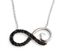 925 Sterling Silver Infinity Necklace with Black & White CZ - Nusrettaki (1)