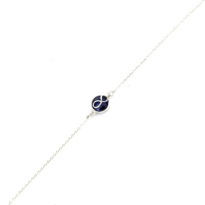 925 Sterling Silver İnfinity Design Bracelet with Sapphire - 1