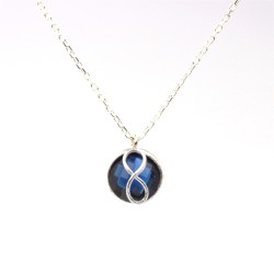 Silver Infinity Necklace with Sapphire - Nusrettaki