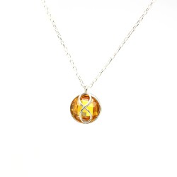 Nusrettaki - 925 Sterling Silver Infinity Design Necklace with Citrine