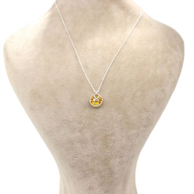 925 Ayar Gümüş Sonsuzluk Sitrin Kolye - 4