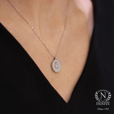 Sterling Silver Sun Coins Pendant Necklace, Rose Gold Vermeil - 1