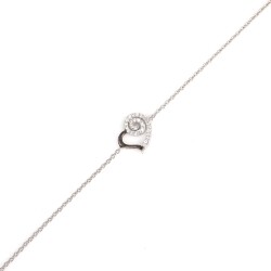 925 Ayar Gümüş Spiral Kalp Modeli Zincir Bileklik, Beyaz Siyah - Beyaz Taş - 7