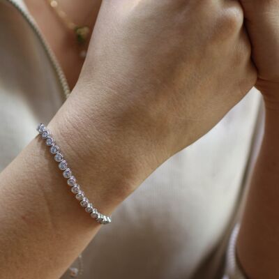 925 Ayar Gümüş Suyolu Asansör Zincirli Bileklik - 1