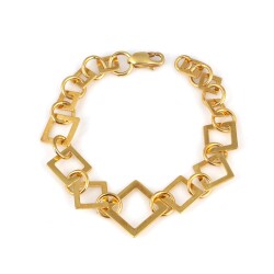 925 Ayar Gümüş Süzme Baklava Model Bileklik, Sarı - Nusrettaki