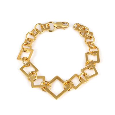 925 Ayar Gümüş Süzme Baklava Model Bileklik, Sarı - 1