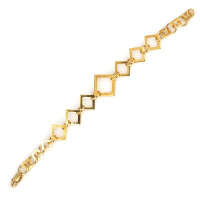 925 Ayar Gümüş Süzme Baklava Model Bileklik, Sarı - 2