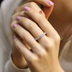 925 Ayar Gümüş Tamtur 3 Ct Görünümünde Zirkon Yüzük - Nusrettaki