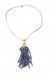 Silver Cone Design Necklace with Tanzanite - Nusrettaki