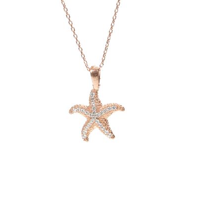 925 Ayar Gümüş Taşlı Deniz Yıldızı Kolye - 5