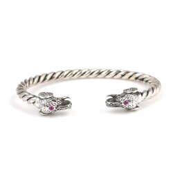 925 Ayar Gümüş Taşlı Fil Başı Burgu Kol Erkek Bileziği - Nusrettaki (1)