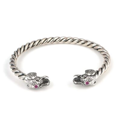 925 Ayar Gümüş Taşlı Fil Başı Burgu Kol Erkek Bileziği - 5