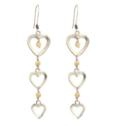 925 Heart Model Silver Earrings, Chandelier - Nusrettaki (1)