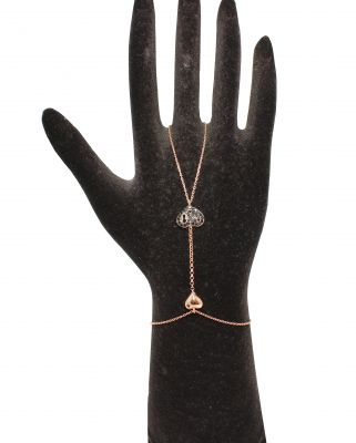 925 Sterling Silver Heart Shaped Keyhole Ring Bracelet - 4