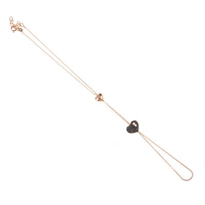 925 Sterling Silver Heart Shaped Keyhole Ring Bracelet - 1