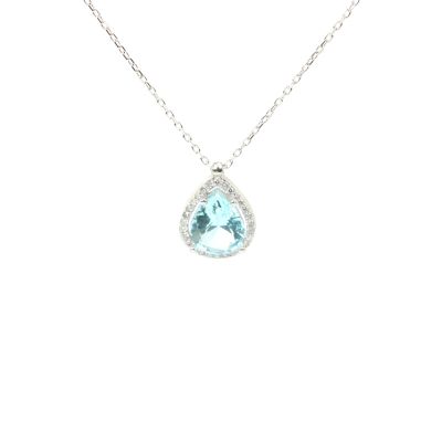 925 Ayar Gümüş Akuamarin Taşlı Damla Kolye - 7