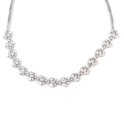 925 Ayar Gümüş Taşlı Lotus Çiçeği Model Su Yolu Kolye - 4