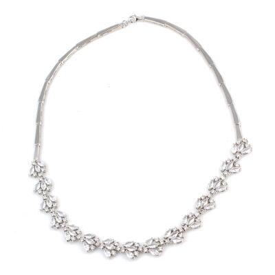 925 Ayar Gümüş Taşlı Lotus Çiçeği Model Su Yolu Kolye - 2