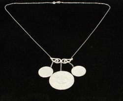 Silver Coin & Angel Wing Design Necklace - Nusrettaki (1)