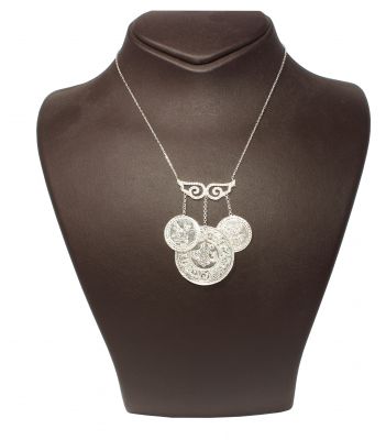 Silver Coin & Angel Wing Design Necklace - 1