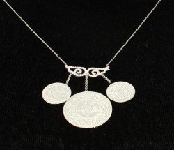 Silver Coin & Angel Wing Design Necklace - 3